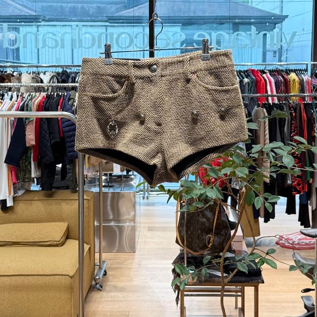 앤더슨벨 브라운 다이애나 트윌 마이크로 하프 팬츠 