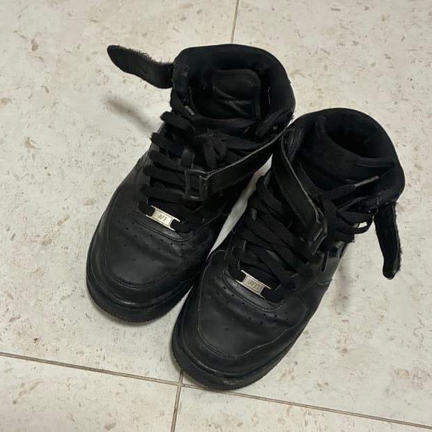 나이키 에어포스 하이 올블랙 250