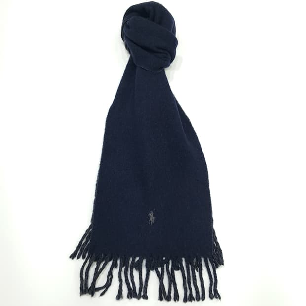 MX176 폴로 랄프로렌 네이비 그레이 울 양면 목도리 머플러