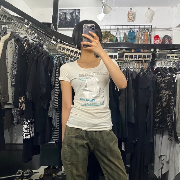 Crackstep y2k 프린팅 스터드 디테일 반팔 티셔츠