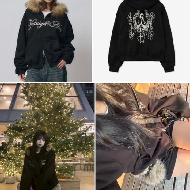 미드나잇무브 hair hood zip up [black]