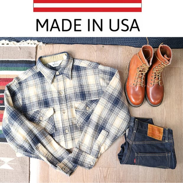 미국 메이드 70~80s 빈티지 WOOLRICH 울리치 울 체크남방

