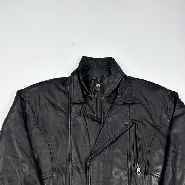 VTG 빈티지 양가죽 블랙 블루종 가죽자켓 (L)