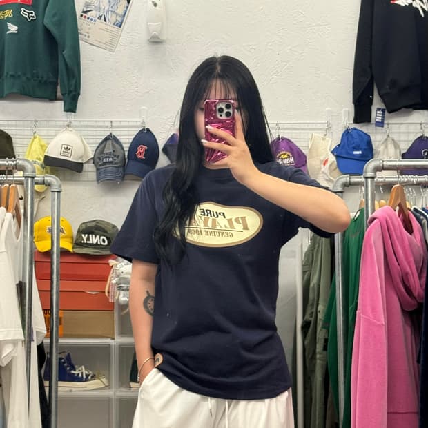 PURE PLAYAZ PRODUCT USA 네이비 반팔티 L