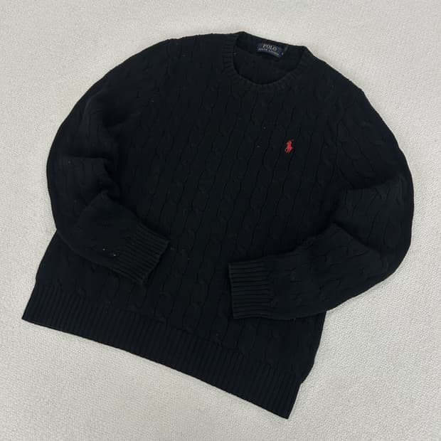 폴로 랄프로렌 블랙 케이블 니트 s