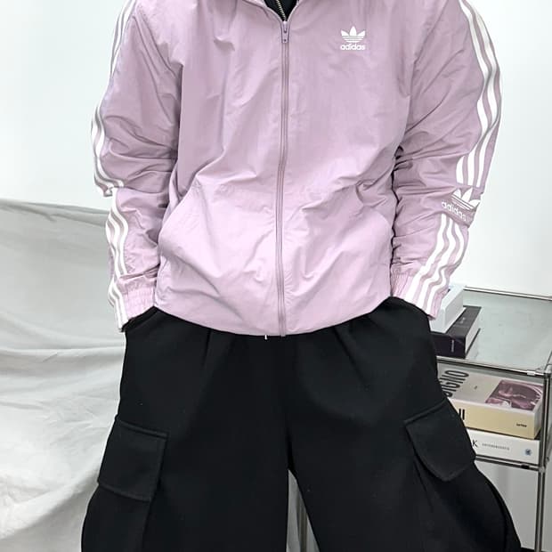 아디다스 라벤더 우븐 트랙탑 바람막이 M