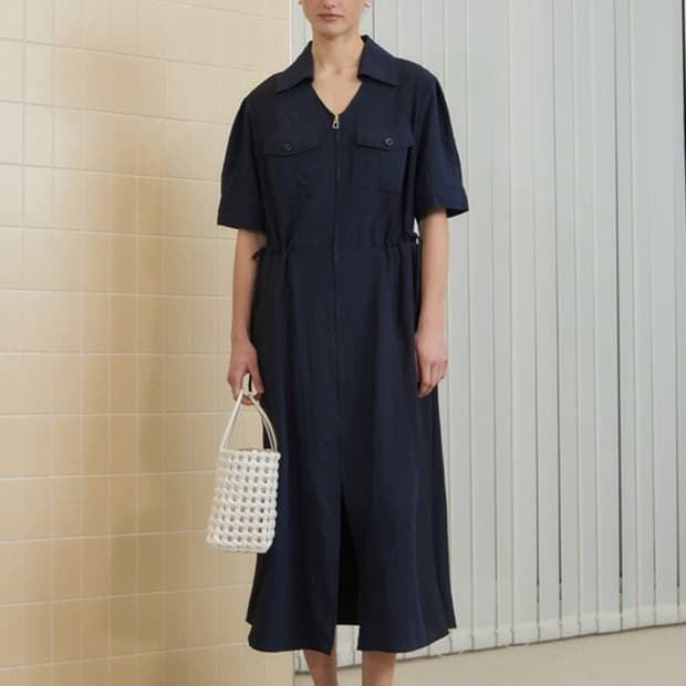 쥬시쥬디 25ss 우븐믹스 집업 롱원피스 66사이즈