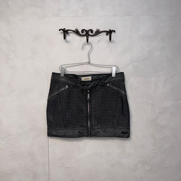 DIESEL charcoal quilting zipup skirt