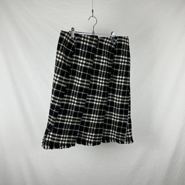 BURBERRY 체크패턴 프린지 스커트