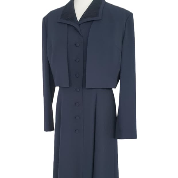 빈티지 네이비 클래식 셋업 원피스