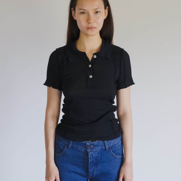 [S,M,L]베이스레인지 Omato 폴로 저지  탑/블랙