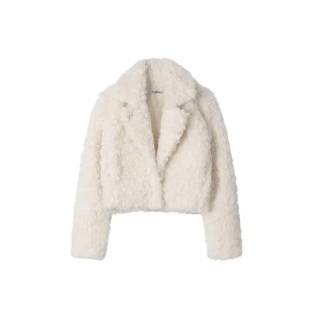 (새상품) 더오유 베이직 퍼자켓 화이트 카리나 착용