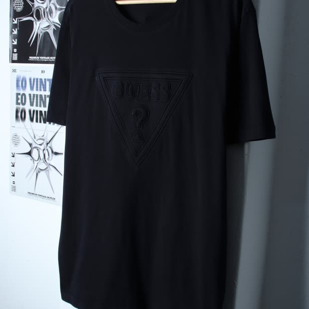 (2XL-3XL) 게스 반팔 티셔츠 빅사이즈 빅로고 블랙-H30963