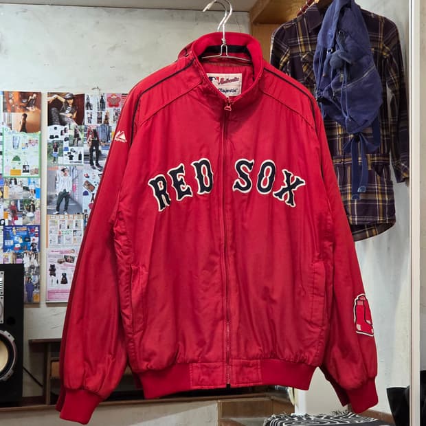 마제스틱 레드 삭스 봄버 바시티 점퍼