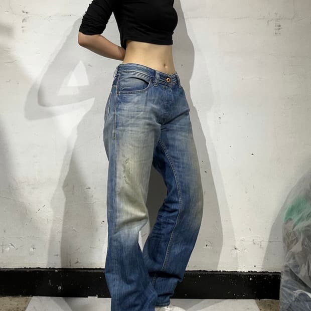 디젤 아카이브 중청 워싱 데님 팬츠 청바지 