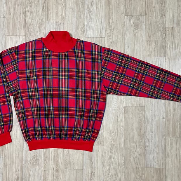 100) 80s 엘엘빈 플란넬 모크넥 맨투맨(데드스탁)RRL&LVC&폴로