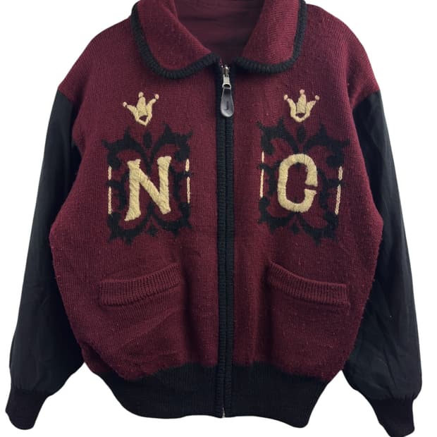 JPN 리버시블 와인 버건디 니트 자켓1443