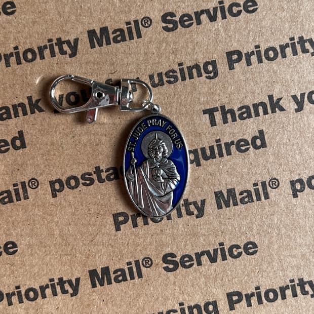 90s vtg St. Jude Pray For Us Keyring