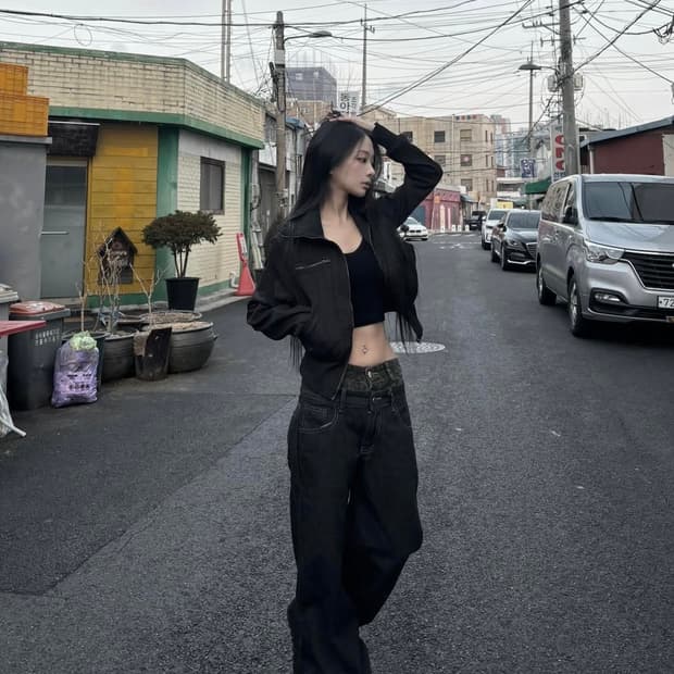 뉴아카이브스 leopard layered jean 