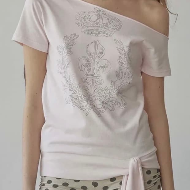 스컬프터 Chateau Shithole Tie Tee 핑크 원숄더