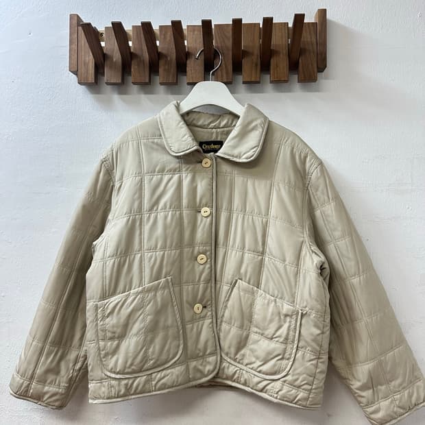 일본빈티지 둥근카라 퀼팅 미니멀 라운드카라 포켓 패딩 자켓