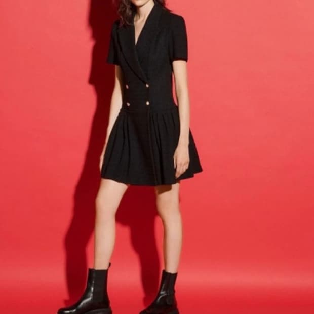 산드로 트위드 플리츠 원피스 38사이즈