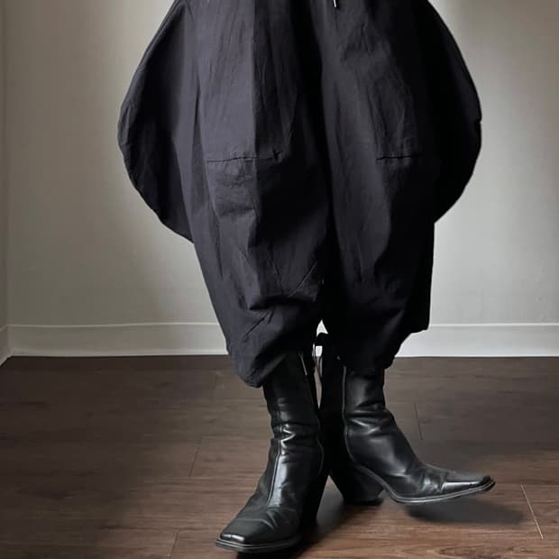 볼륨 커브드 사루엘 팬츠