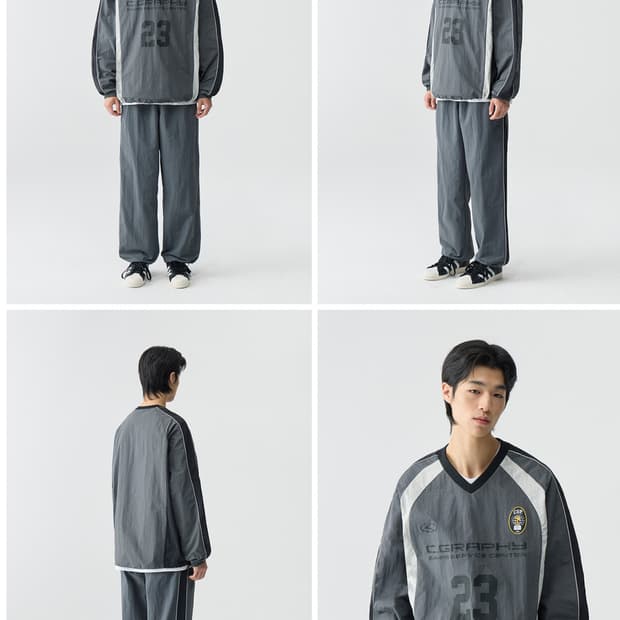 코드그라피 화섬 배색 웜업 세트 #웜업 #져지 #맨투맨 #블록코어