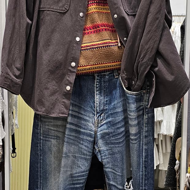 Japan 워시드 딥그레이 아우터 겸 셔츠