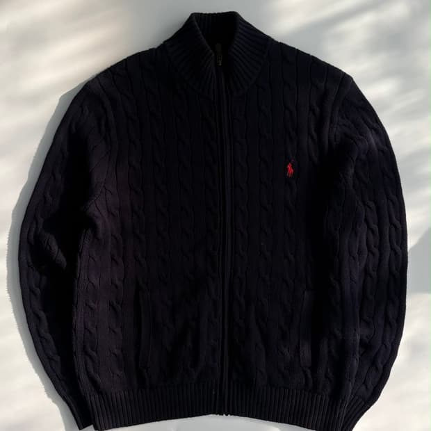 [L] 폴로 랄프로렌 케이블 코튼 니트 집업 스웨터