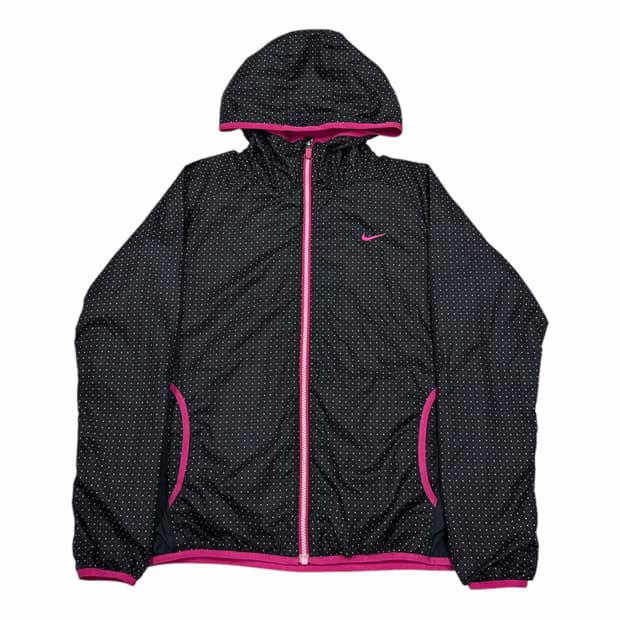 나이키 빈티지 스우시 도트 땡땡이 모리걸 블랙 핑크 자켓 XL