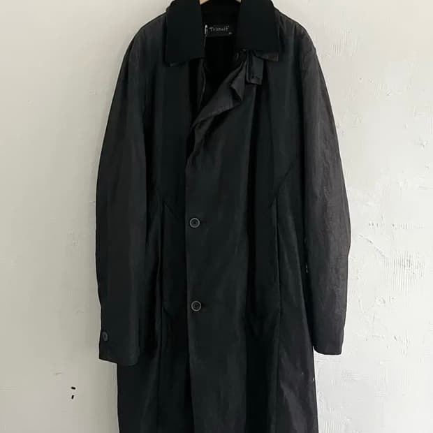 TRANSIT 트랜짓 블랙 컬러 더블 트렌치 롱 코트