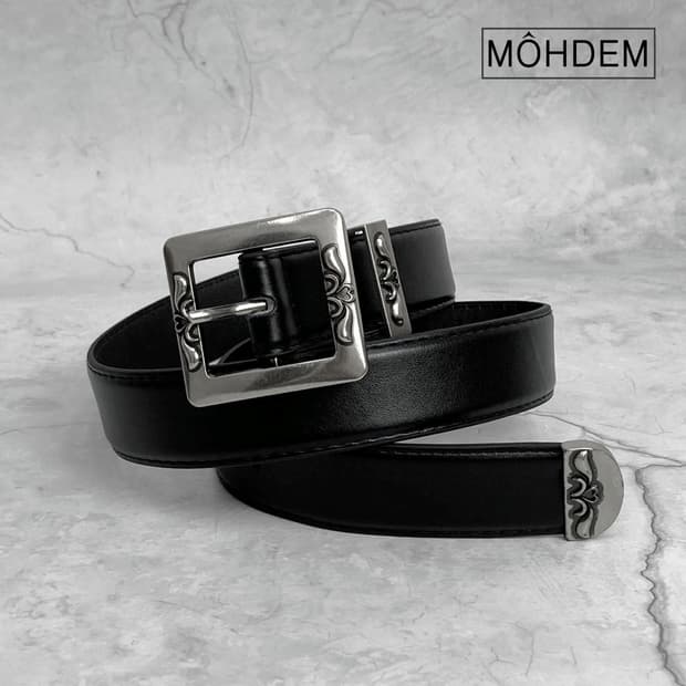 [Unisex] 크롬 스퀘어 웨스턴 가죽 벨트