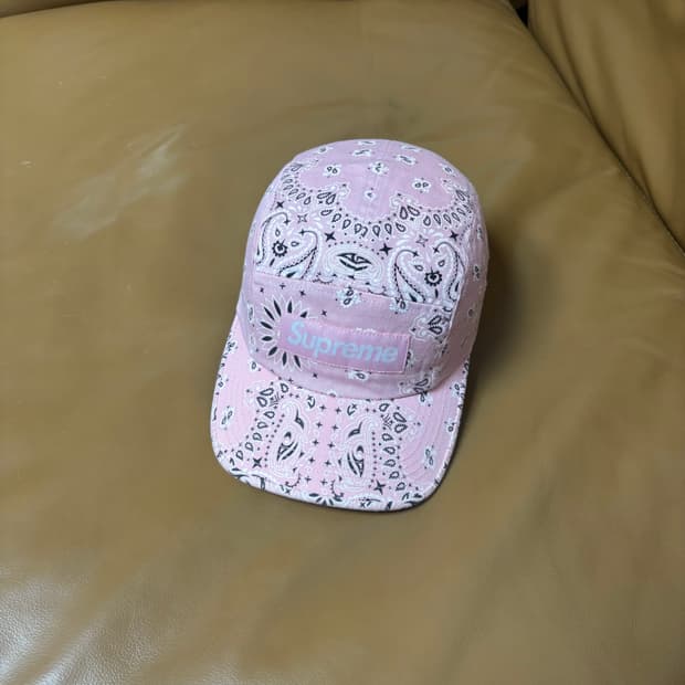 슈프림 캠프캡 모자 박스로고 21ss 반다나 핑크