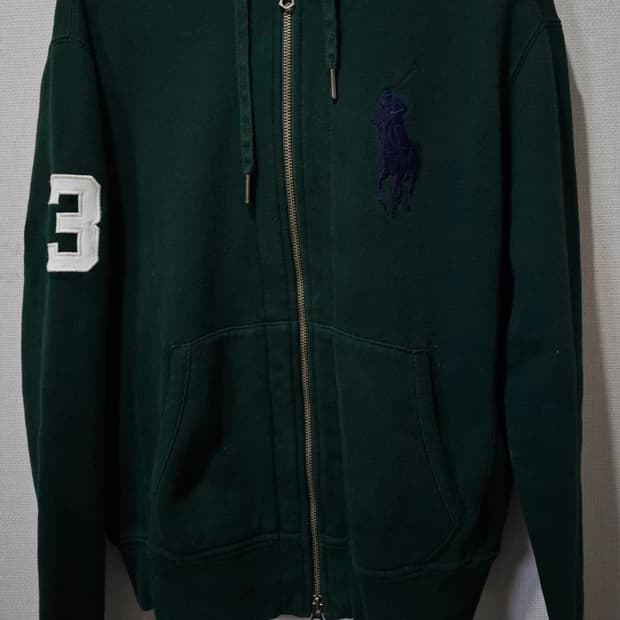 폴로 빅포니 체크 그린 후드집업 90 / S