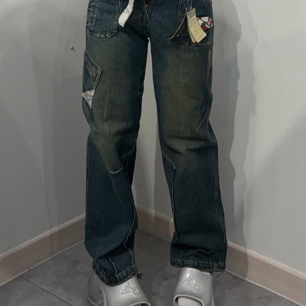 28 새상품 여성 빈티지 포켓 워싱 데님 팬츠