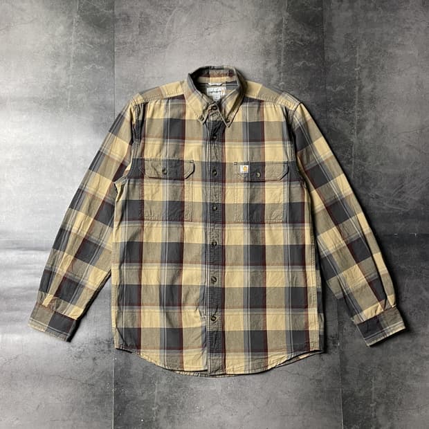 CARHARTT 칼하트 빈티지 옐로우 체크 워크 셔츠 A00981