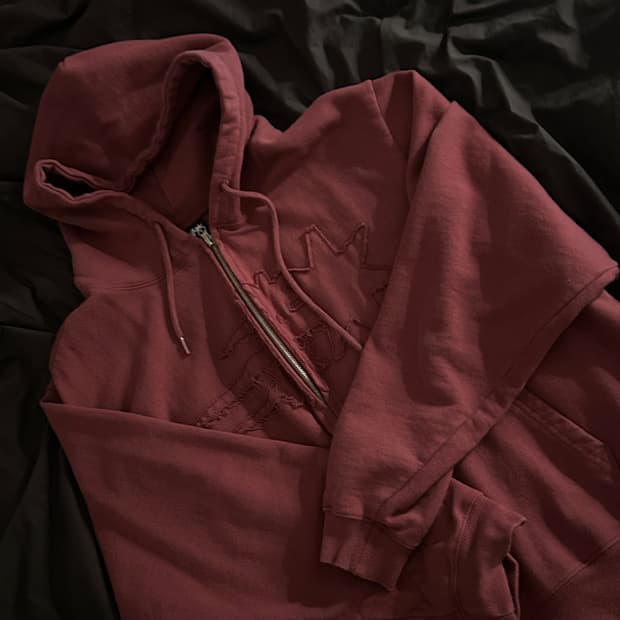 나이트고스트클럽 버건디 투웨이 후드티 3STAR LOGO ZIP HOOD