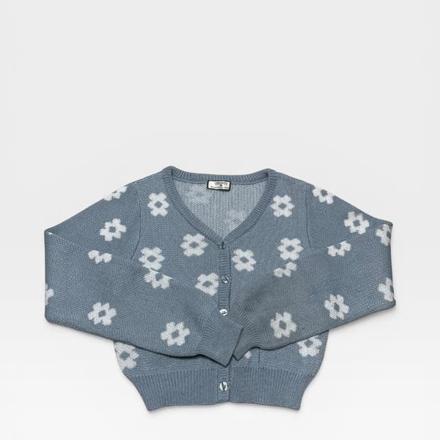 JP vtg - 플라워 패턴 니트 가디건 (XS - S 추천)