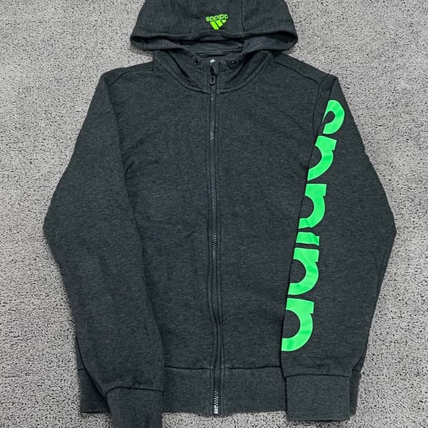 (XL) 아디다스 레터링 후드집업 차콜