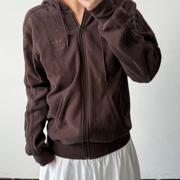 [추천🩵/L] 아디다스 올드스쿨 브라운 후드집업