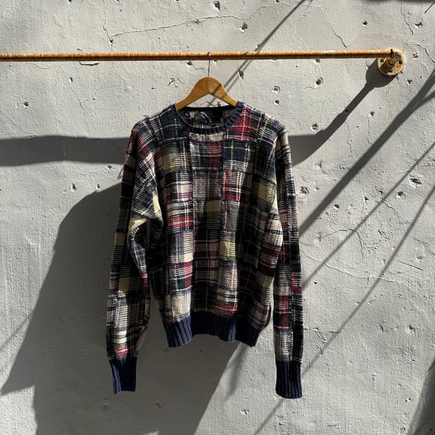 폴로 패치워크니트