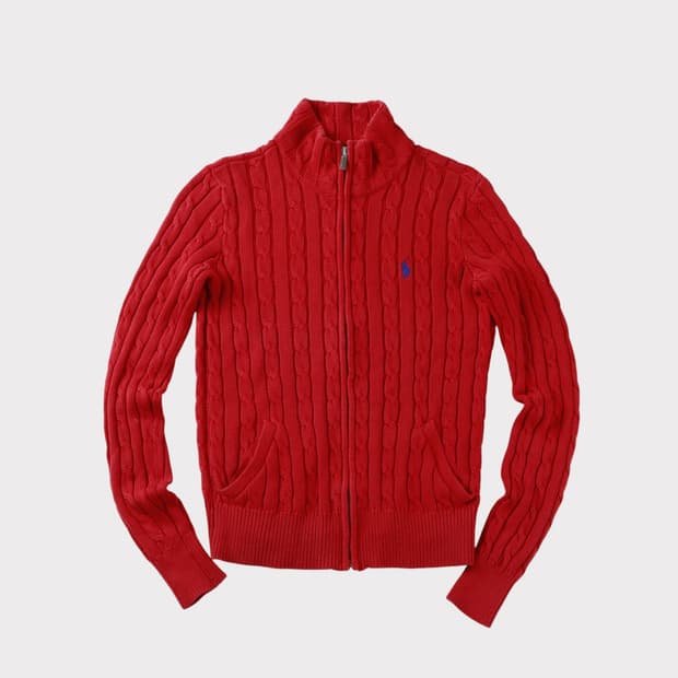 [여성 S] 폴로 랄프로렌 꽈배기 집업 니트