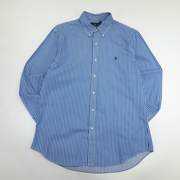 CN438 XL 폴로 랄프로렌 블루 스트라이프 긴팔 셔츠 남방