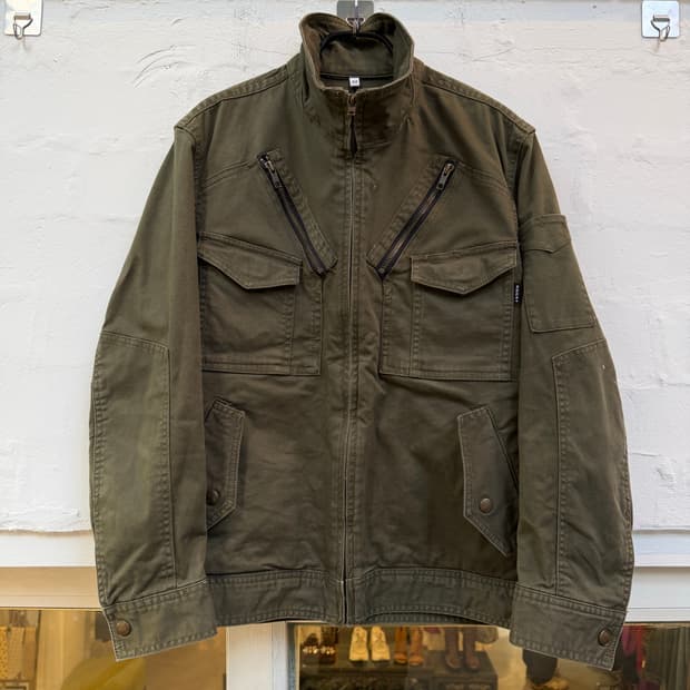 Rocky 유틸리티 카키 하이넥 크롭 워크 자켓 M