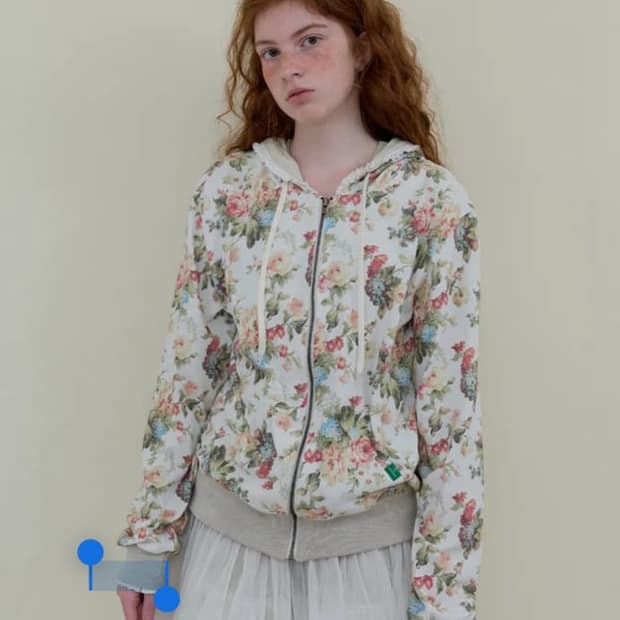 노컨텐츠 플라워 레이스 집업 아이보리 flower lace zip-up