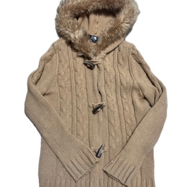 브라운 퍼 니트 떡볶이 가디건