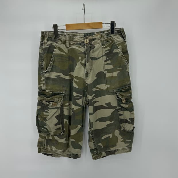 [Real Crush Clothing] 밀리터리 카모 카고 하프팬츠