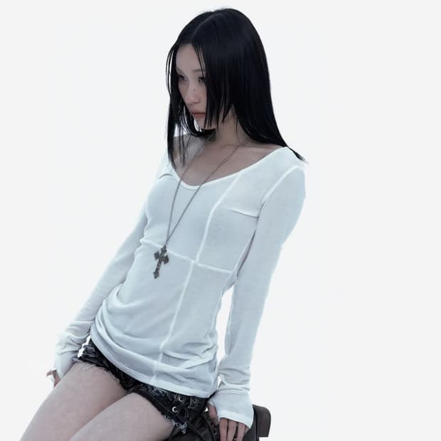 크로스라인 슬림 탑 화이트
