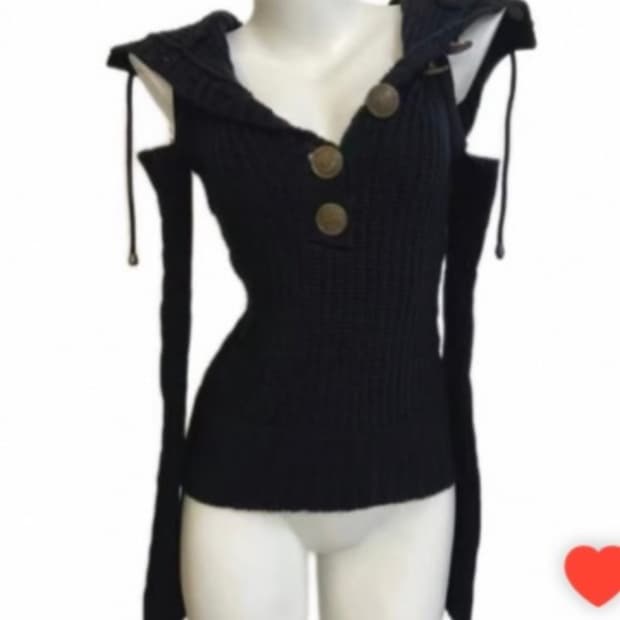 갸루 오네갸루 컷아웃 니트 탑